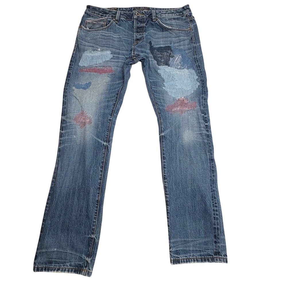 Cult of Individuality Greaser Straight Mens 36x34 Blue Japanese Selvedge Jeans